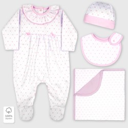 Set 4 piezas bebé rosa estampado