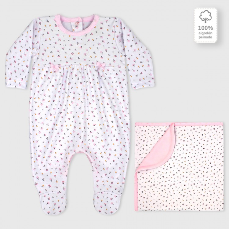 Set pelele y manta flores liberty algodón Set pelele y manta flores liberty algodón