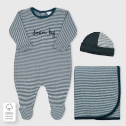 Set pelele , manta y gorro bebé