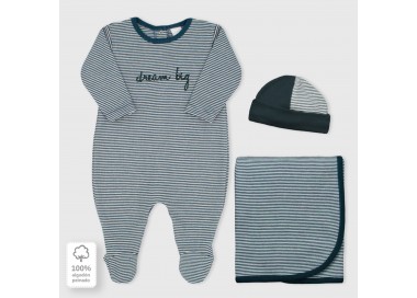 Set pelele , manta y gorro bebé