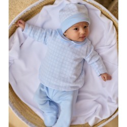 Pijama dos piezas recién nacido cuadro celeste