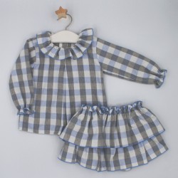Conjunto dos piezas blusa y falda cuadros
