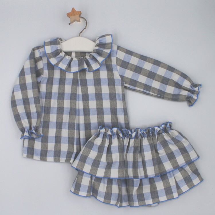 Conjunto dos piezas blusa y falda cuadros Conjunto dos piezas blusa y falda cuadros