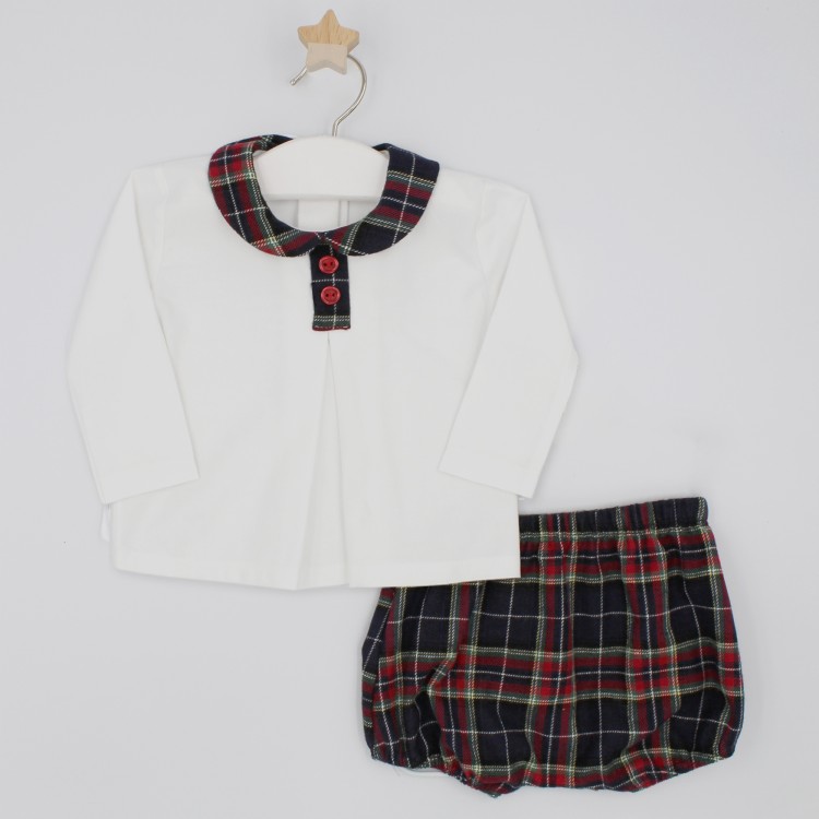 Conjunto camisa y bombacho tart�n marino Conjunto camisa y bombacho tart�n marino