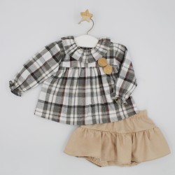 Conjunto 2 piezas blusa de cuadros y falda