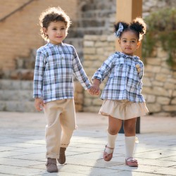 Conjunto 2 piezas blusa de cuadros y falda