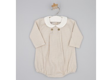 Pelele beige vichy bebe