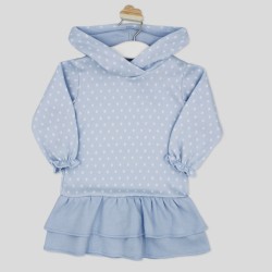 Vestido de punto con capucha y volantes