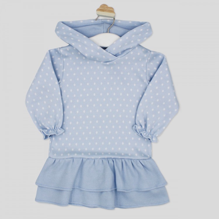 Vestido de punto con capucha y volantes Vestido de punto con capucha y volantes