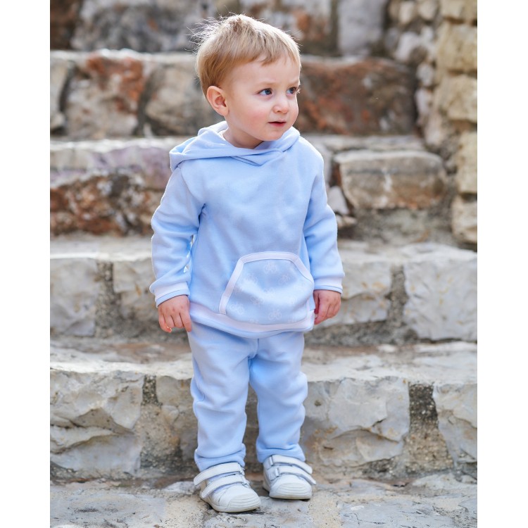 Chandal celeste capucha y bolsillo canguro