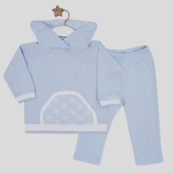 Chándal celeste sudadera con capucha y bolsillo