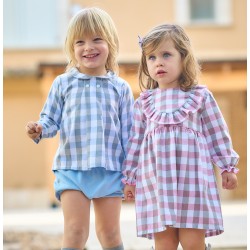 Vestido de cuadros bebé manga larga