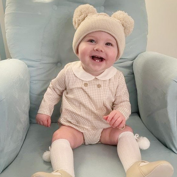 Ranita vichy beige bebé