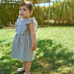 Vestido de rayas azules niña