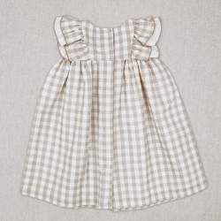 Vestido ceremonia vichy camel