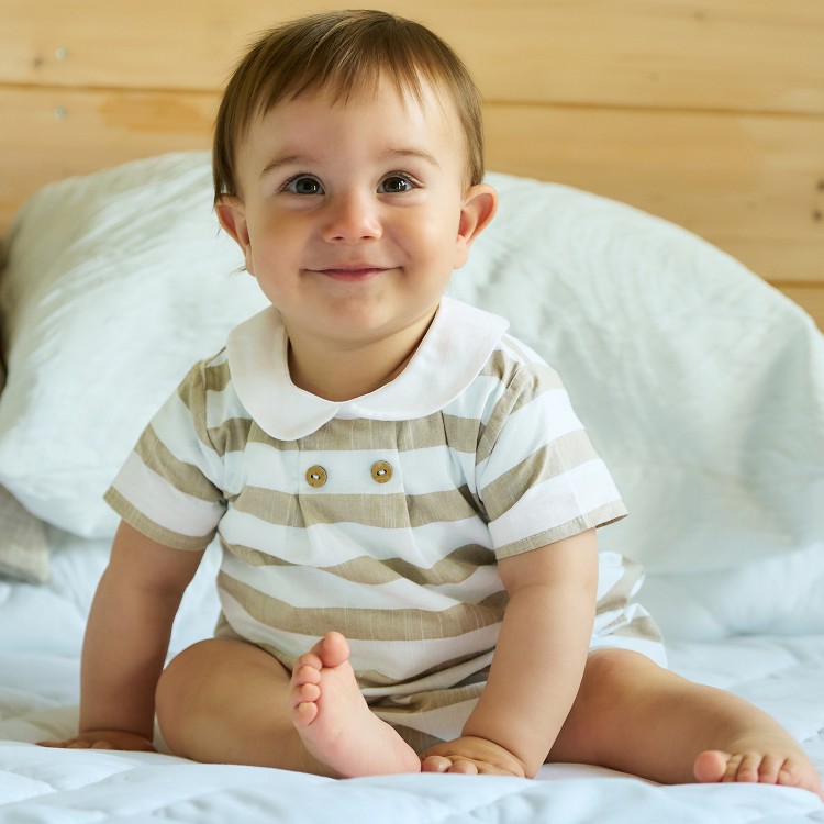 Pelele corto bebé rayas