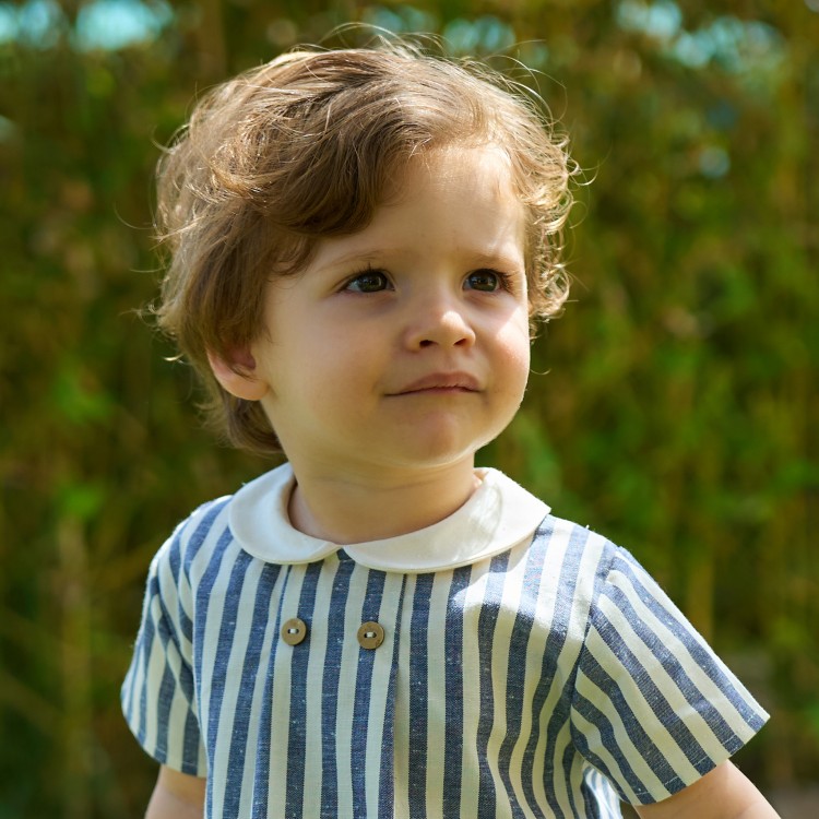Pelele con cuello bebé rayas