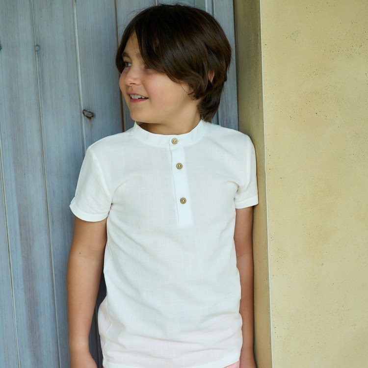 Camisa manga corta voilé de algodón Camisa manga corta voilé de algodón