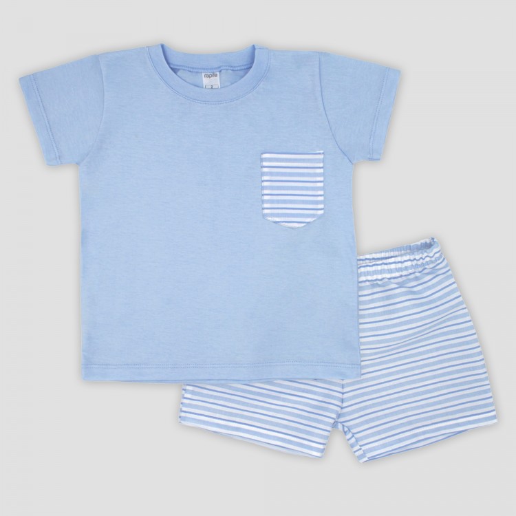 Conjunto infantil de verano rayas celestes Conjunto infantil de verano rayas celestes