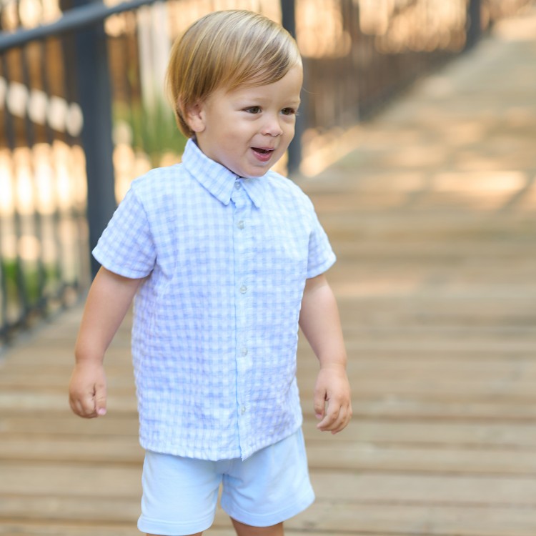 Conjunto infantil camisa vichy y bermudas punto Conjunto infantil camisa vichy y bermudas punto
