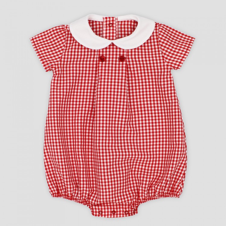 Pelele manga corta vichy rojo Pelele manga corta vichy rojo