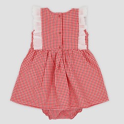 Vestido con braguita vichy rojo y batista