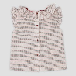 Blusa rayas pespuntes marino y rojo